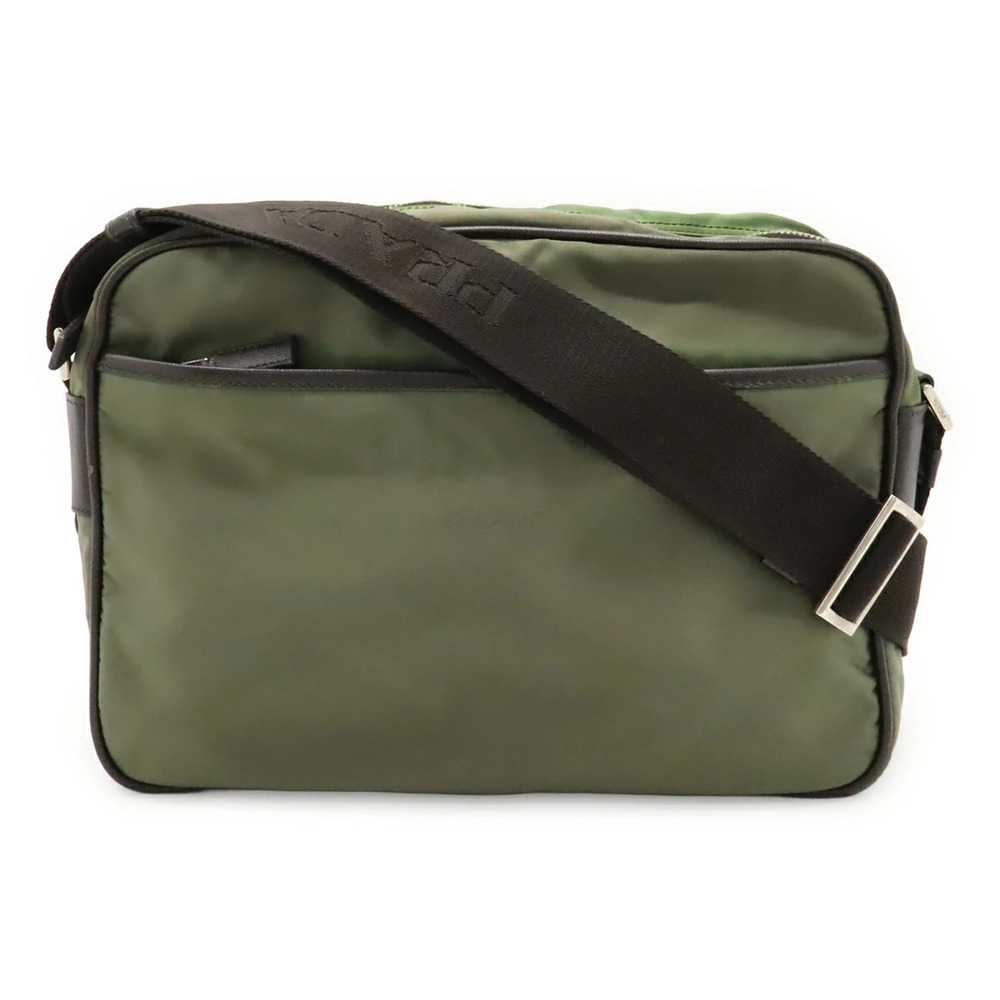 Prada jacquard Crossbody Bag leather FUMO dark gray